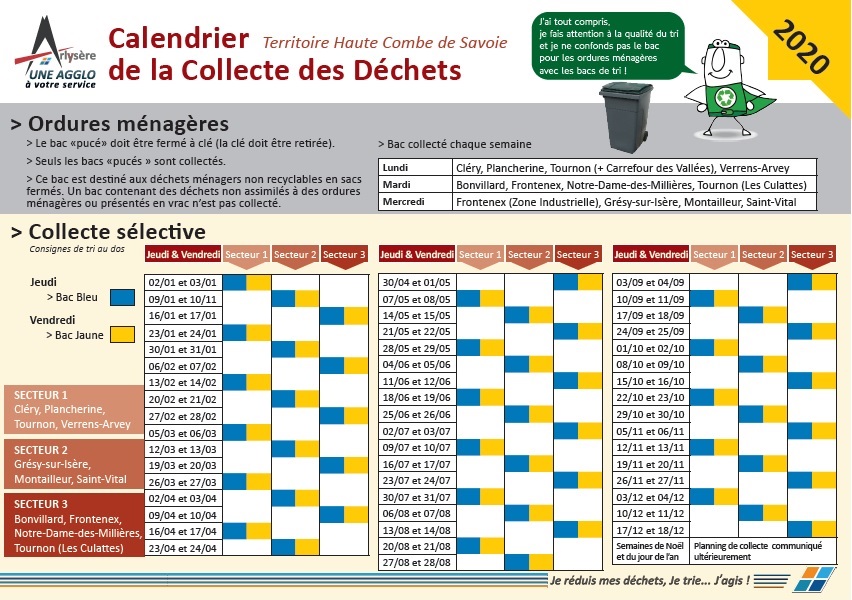 COLLECTE DES DECHETS : CALENDRIER 2020